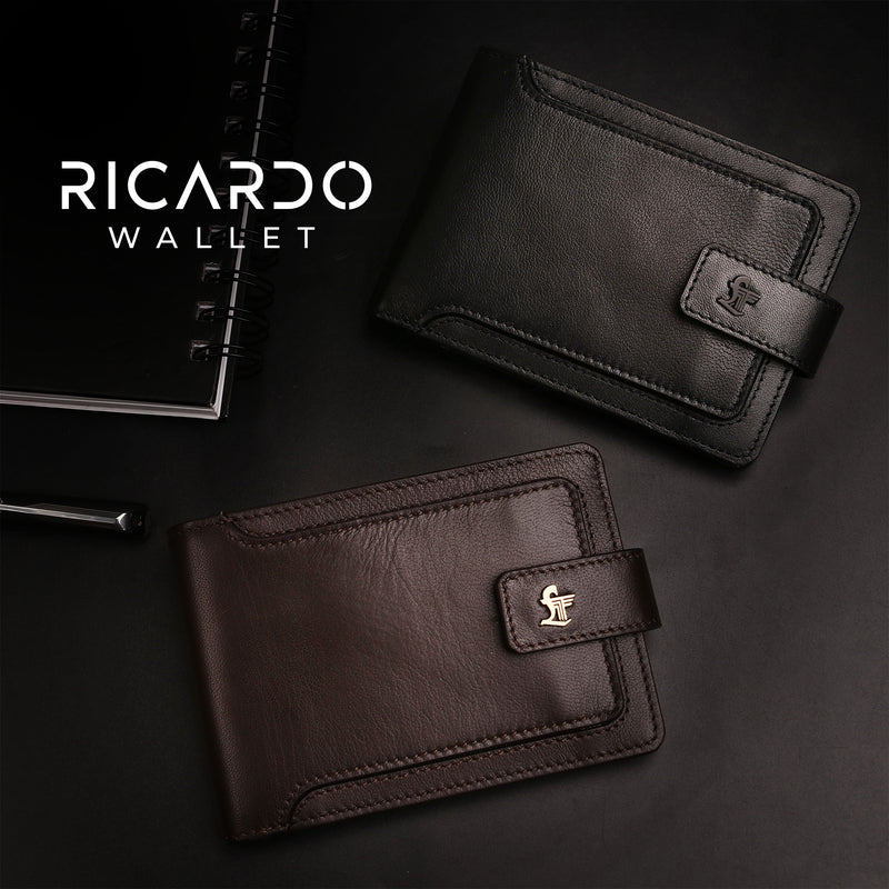 Ricardo Bifold Wallet | Premium Leather Wallet for Men | 100% Genuine Leather | Color: Brown & Black