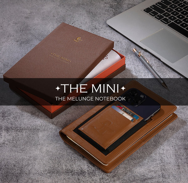 Ready to Ship Luxury Corporate Gift | The Mini Melunge Luxury Pure Leather Notebook| Premium Leather Diary For Men & women | 100% Genuine Leather | Handmade Leather Journal - Tan