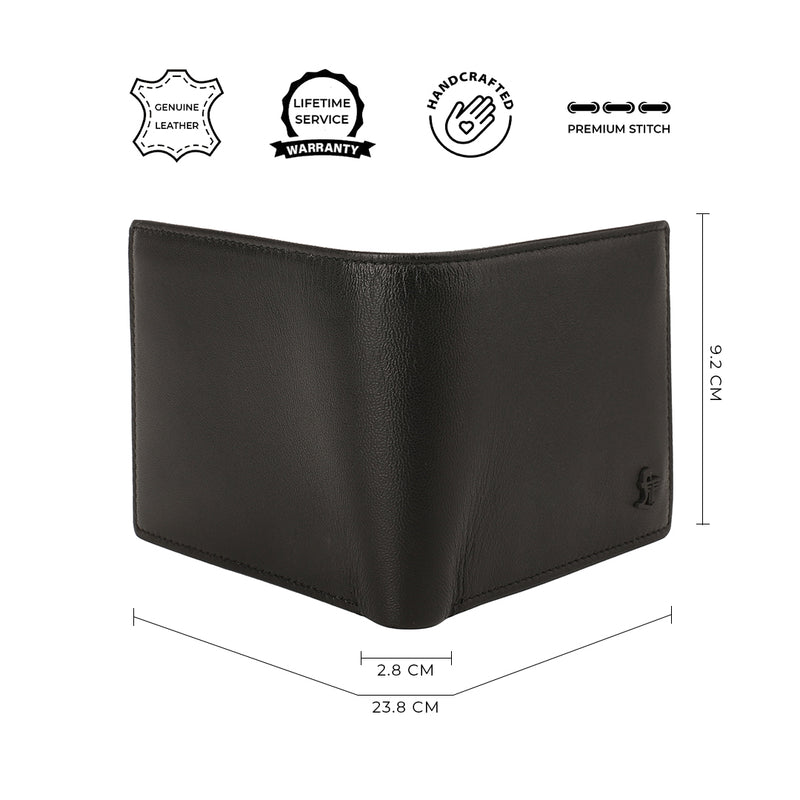 Evan Bifold Wallet | Pure Leather Wallet for Men | 100% Genuine Leather | Color: Black