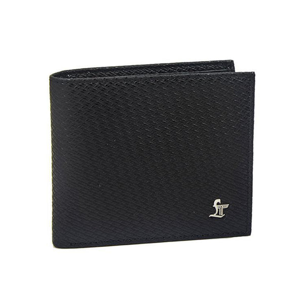 Italian Small Print Weave | Pure Leather | Original Leather Wallet for Men | Color: Black