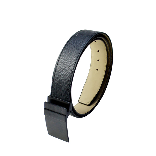 Italian Wood Finish Plus Size Mens Belt - Leather Belt For Men  | Color: Black