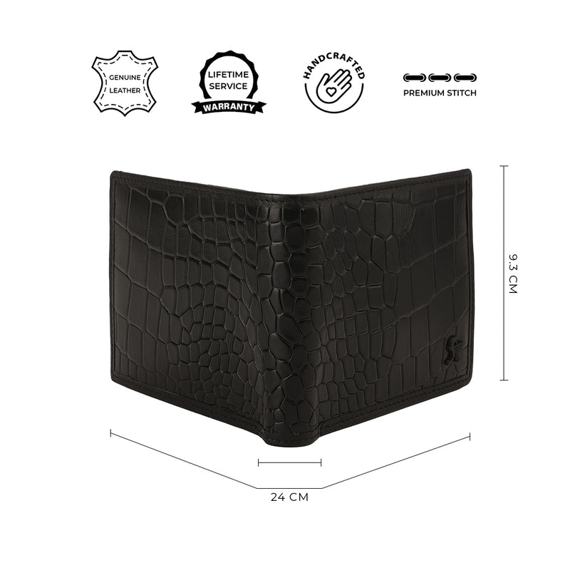 Marcello Bifold Wallet | Pure Leather Wallet for Men | 100% Genuine Leather | Color: Black