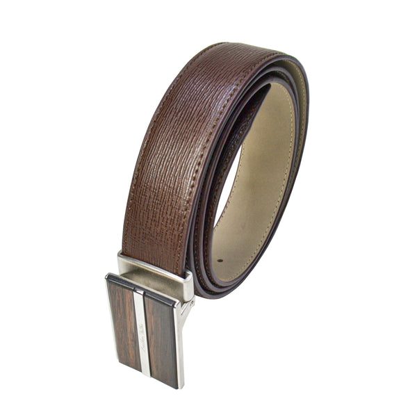 Italian Wood Finish Plus Size Mens Belt - Leather Belt For Men  | Color: Brown