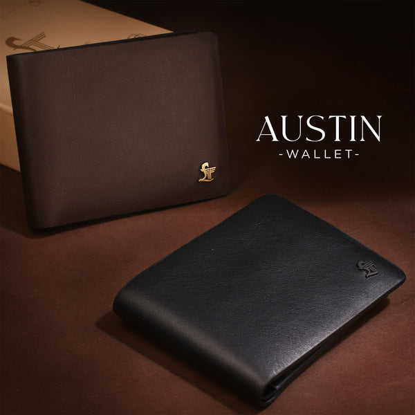 Austin Bifold Stitchless | Original Leather Wallet for Men | 100% Genuine Leather | Color: Brown & Black