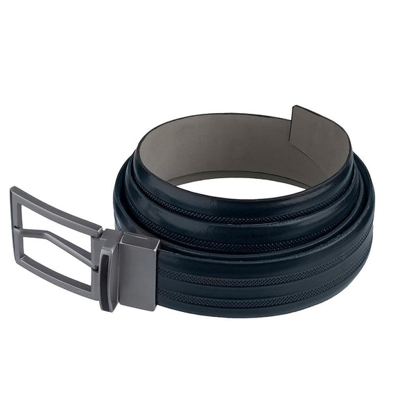 Italian VT Stripe Belt  | Luxury Genuine Leather Belt For Men  | Color: Blue