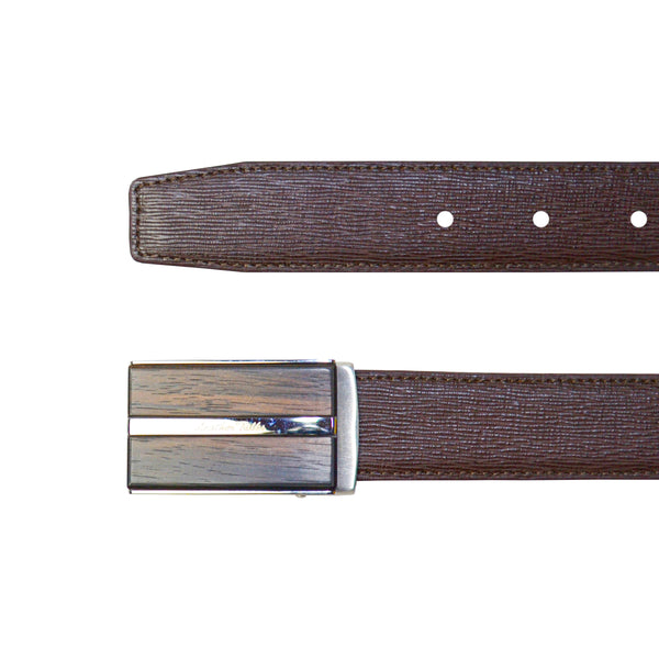 Italian Wood Finish  | Luxury Genuine Leather Belt For Men  | Color: Brown