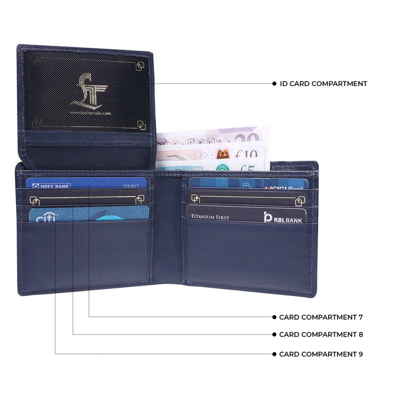 Premium Italian VT Stripe Leather Wallet & Belt Set | Luxury Genuine Leather Belt For Men |  Wallet for Men | Colour: Blue