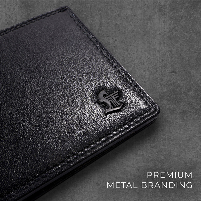 Lucas Bifold Slim Wallet | Original Leather Wallet for Men | 100% Genuine Leather | Color: Black