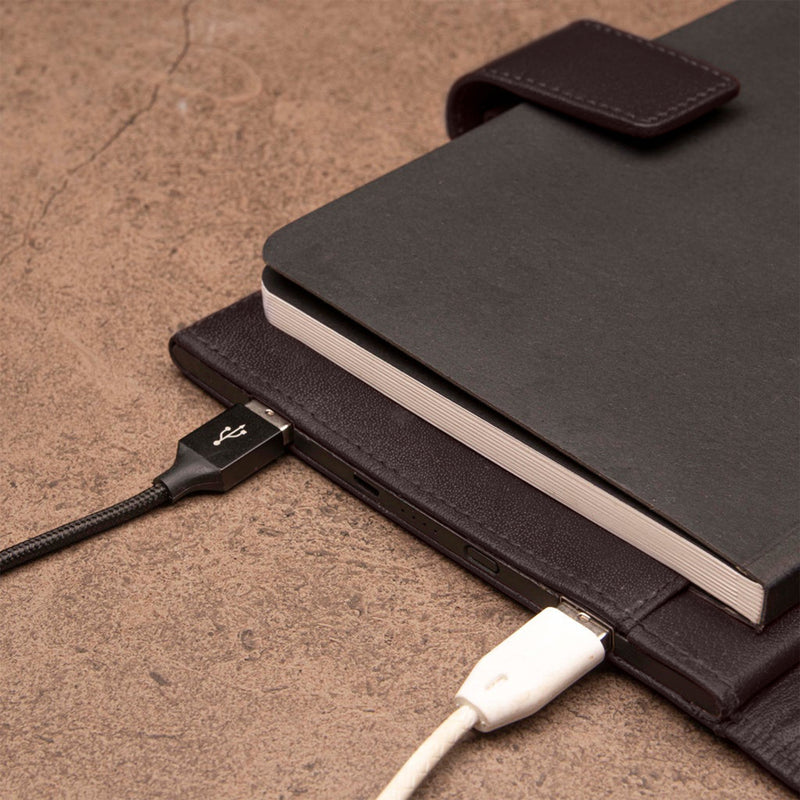 LT Smart Leather Notebook with Power Bank (5000 mAh) | Diary with Power Bank | Color: Brown