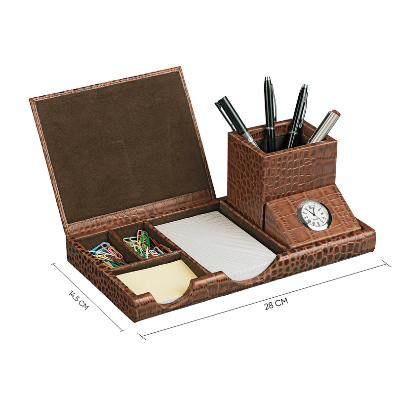 Premium leather desk accessories