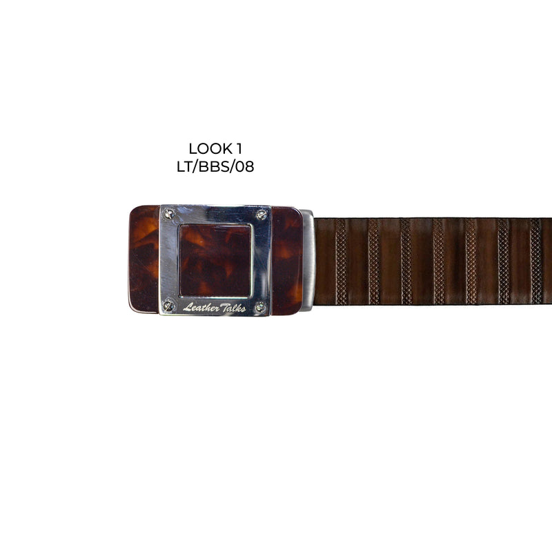 Italian VT Stripe Belt Brown | Luxury Genuine Leather Belt For Men  | Color: Brown