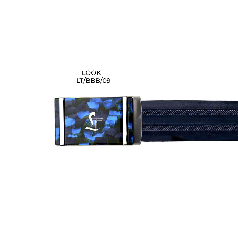 Italian VT Stripe Belt  | Luxury Genuine Leather Belt For Men  | Color: Blue