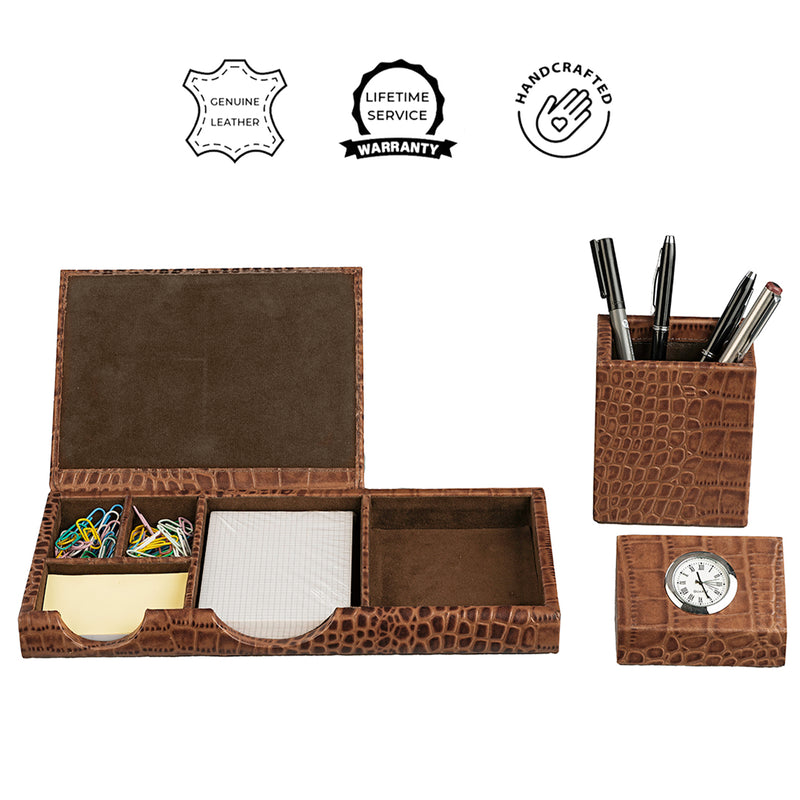 Luxury leather desk organizer