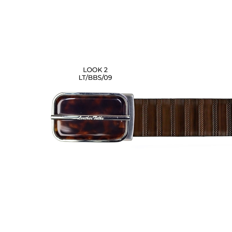 Italian VT Stripe Belt Brown | Luxury Genuine Leather Belt For Men  | Color: Brown