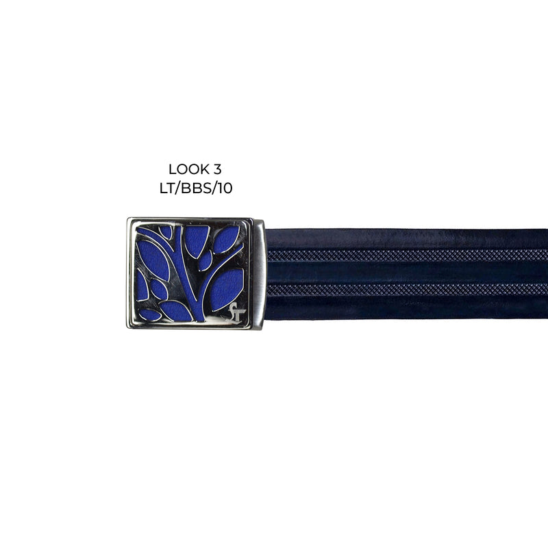 Italian VT Stripe Belt  | Luxury Genuine Leather Belt For Men  | Color: Blue