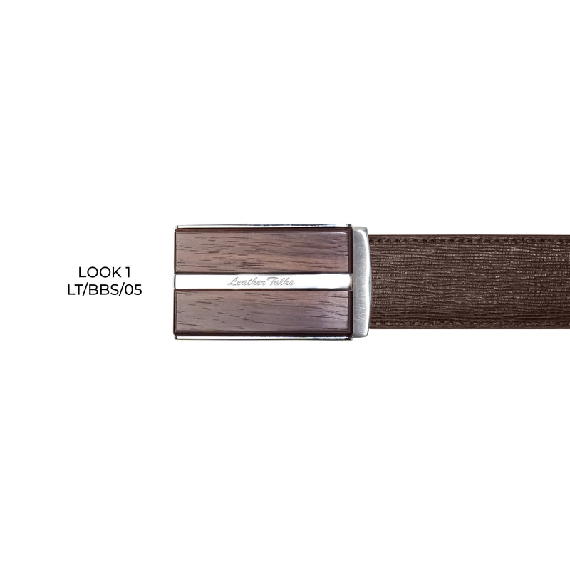 Italian Wood Finish  | Luxury Genuine Leather Belt For Men  | Color: Brown