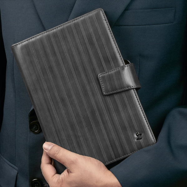 LT Smart Leather Notebook with Power Bank (5000 mAh) | Diary with Power Bank | Color: Italian VT Stripe Grey