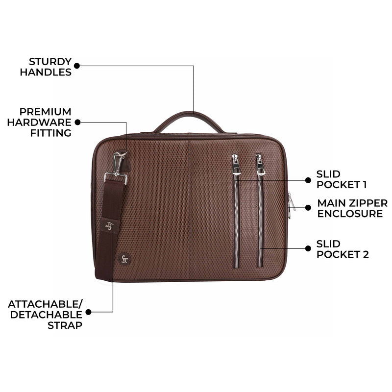 Accord | Leather Portfolio Bag | 100% Genuine Leather | For Office Use | Colour - Brown