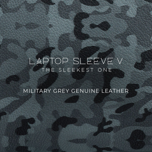 Laptop Sleeve V | Leather Laptop Sleeve | Lifetime Service Warranty | 100% Genuine Leather | Color: Grey