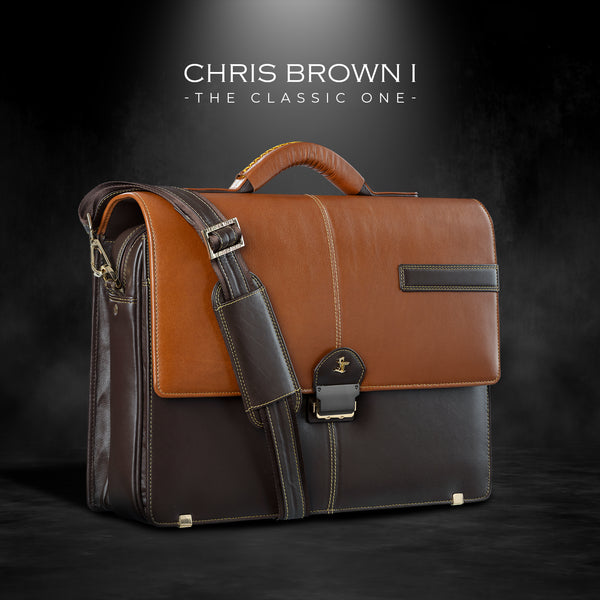 Chris Brown I Portfolio Bag | 100% Genuine Leather | Color: Tan