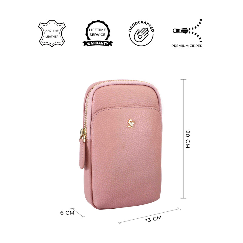 Hydra Mobile Bag for Women | 100% Genuine Leather | Lifetime Service Warranty | Color: Pink