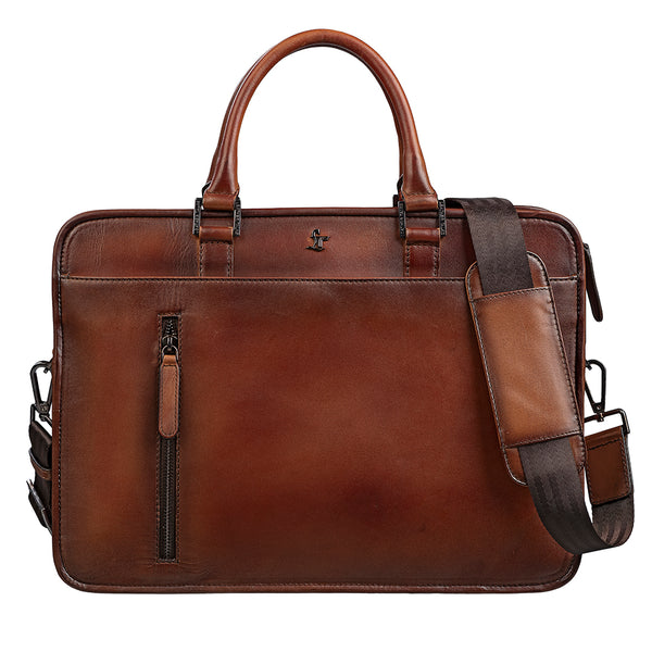 Condorium Laptop Bag | Luxury Leather Laptop/Office Bag For Men | Color: Tan