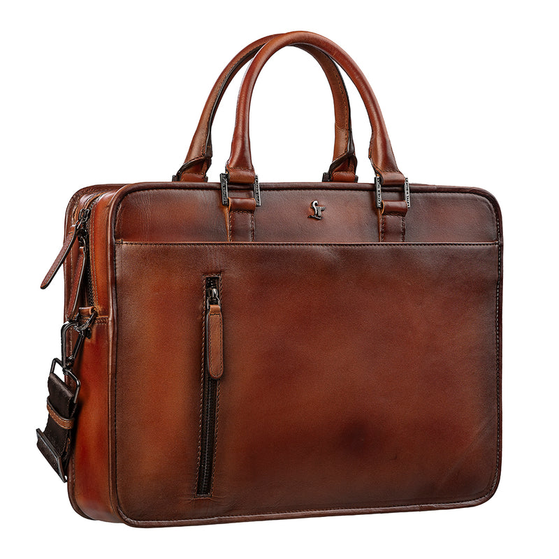 Condorium Laptop Bag | Luxury Leather Laptop/Office Bag For Men | Color: Tan