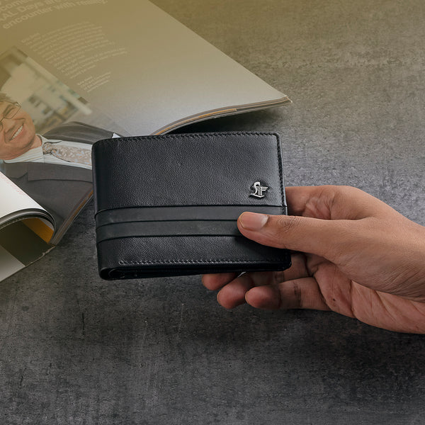 Ethan Bifold Men’s Wallet  | Luxury Leather Wallet for Men | Colour: Black