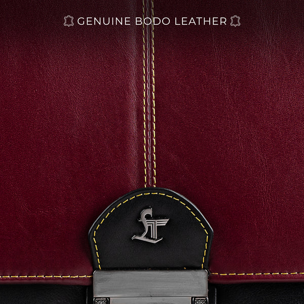 Chris Brown I Portfolio Bag | 100% Genuine Leather | Color: Cherry