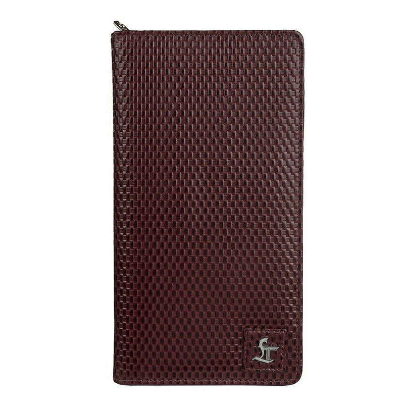 Full Zip Passport Travel Wallet For Men | 100% Genuine Leather | Color: Cherry