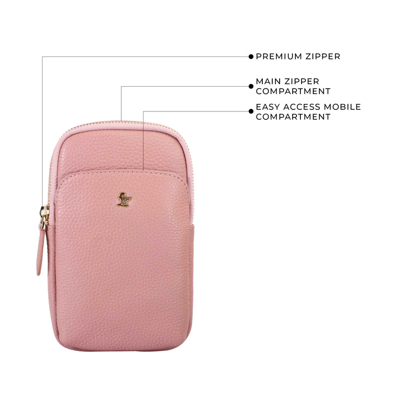 Hydra Mobile Bag for Women | 100% Genuine Leather | Lifetime Service Warranty | Color: Pink