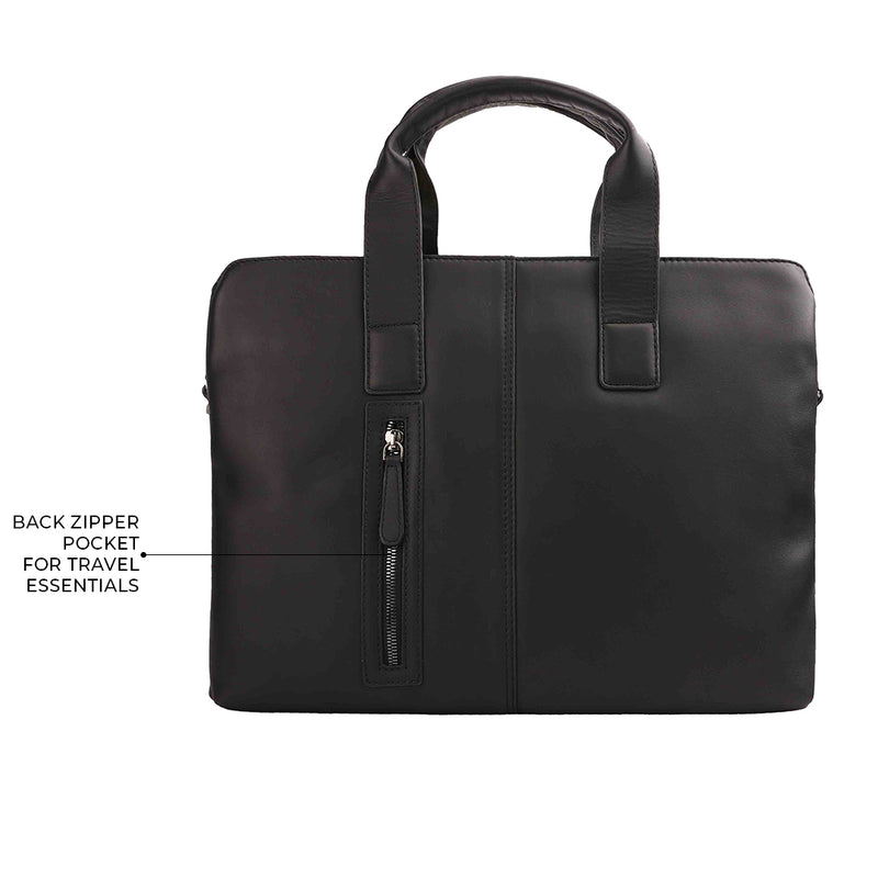 Ready to Ship Luxury Corporate Gift | Georgia Collection Leather Laptop Bag | Office Bag | Color: Black