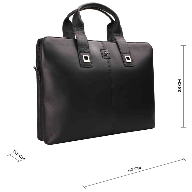 Ready to Ship Luxury Corporate Gift | Georgia Collection Leather Laptop Bag | Office Bag | Color: Black