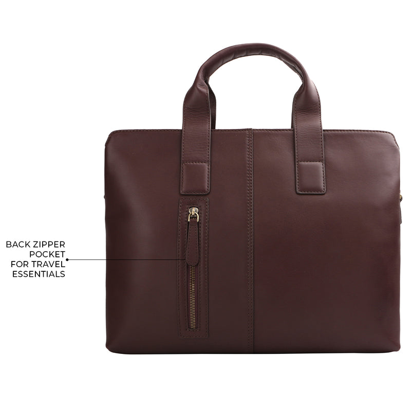 Ready to ship Luxury Corporate Gift |  Genuine Leather  Laptop Bag | Office Bag for Men | Color:  Cherry