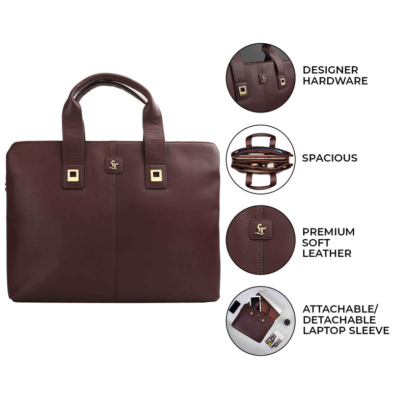 Ready to ship Luxury Corporate Gift |  Genuine Leather  Laptop Bag | Office Bag for Men | Color:  Cherry