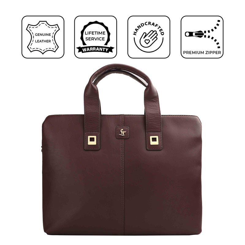 Ready to ship Luxury Corporate Gift |  Genuine Leather  Laptop Bag | Office Bag for Men | Color:  Cherry