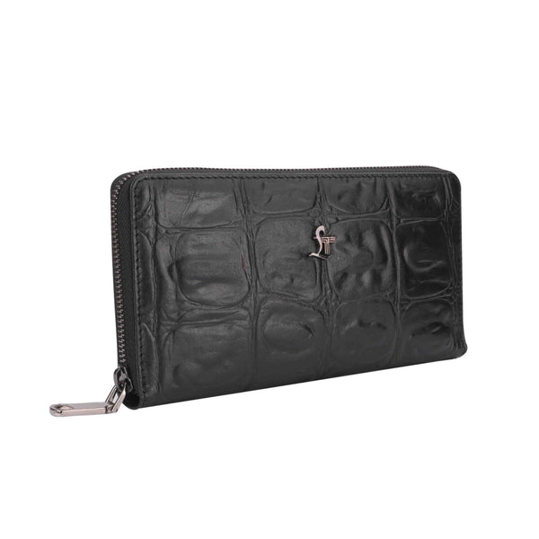 Ready to Ship Luxury Corporate Gift- Great Dane | Genuine Leather Couple Wallet Gift Set | Colour: Croco Print Black