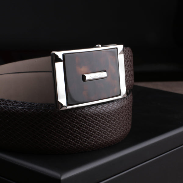 Italian Small Weave | Genuine Leather | Plus Size Mens Belt for Men | Color: Brown