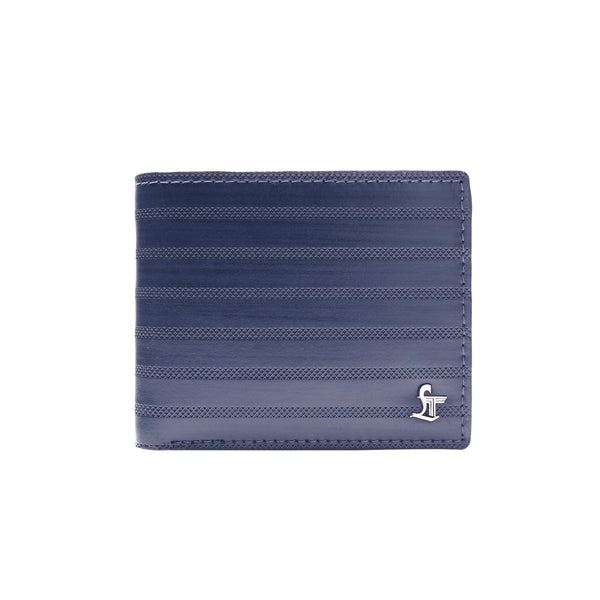 Italian VT Stripe Genuine Leather Wallet for Men | Color: Blue