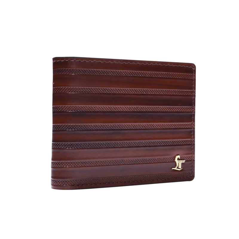 Italian VT Stripe Genuine Leather Wallet for Men | Color: Brown