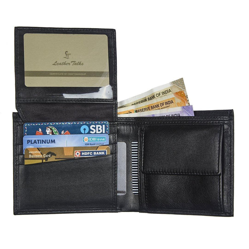 Italian Wood Finish | Genuine Leather Wallet for Men | Color: Black