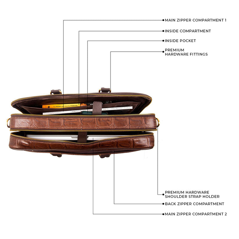 Great Dane Folio/Laptop Portfolio Bag | 100% Genuine Leather | For Office Use | Colour - Brown