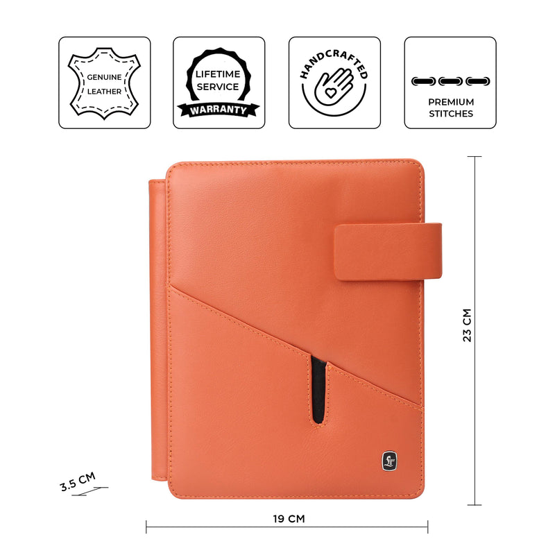 Melunge Leather Diary For Men & Women |  100% Genuine Leather | Handmade Leather Journal | Luxury Leather Notebook - Orange