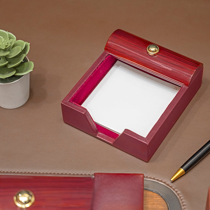 Wood Leather Desktop Planner Set I Color - Cherry Cherry