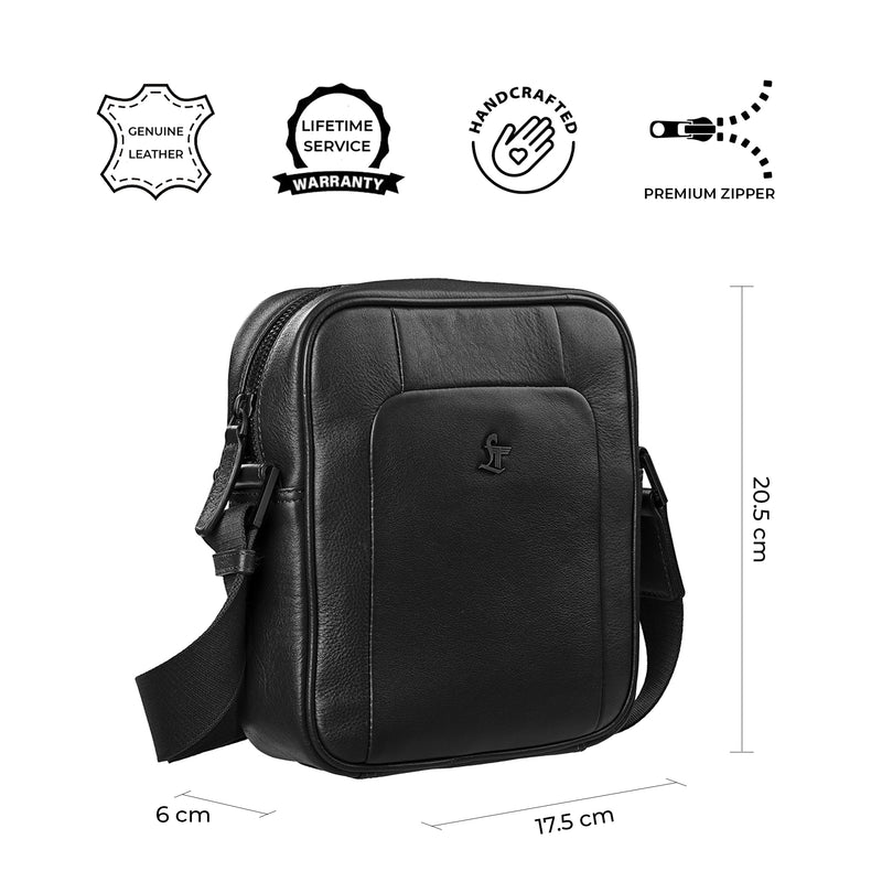 Men's Bag VI Jr. | Leather Messenger Bag For Men | Colour : Black