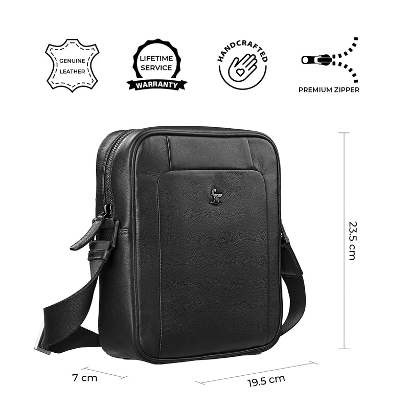 Men's Bag VI Sr. | Leather Messenger Bag For Men | Colour : Black