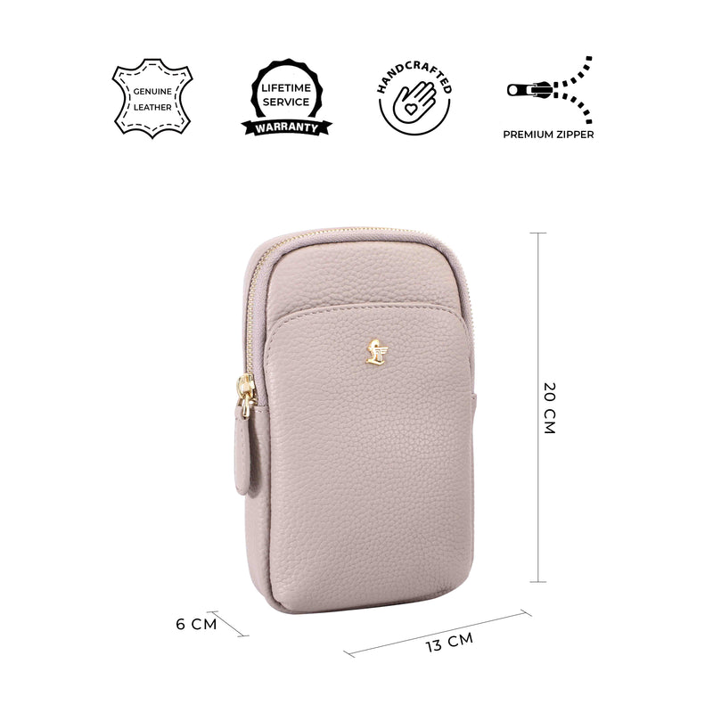 Hydra Mobile Bag for Women | 100% Genuine Leather | Lifetime Service Warranty | Color: Beige