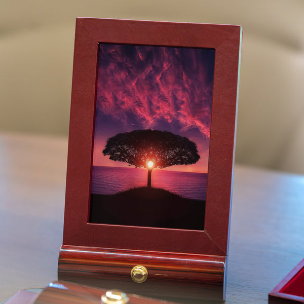 Wood Leather Photo Frame | Color - Cherry Cherry