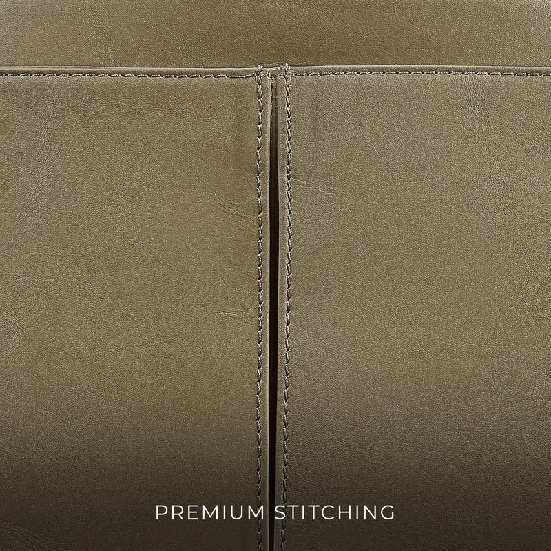 Fortune Series | Leather Portfolio Bag for Men | Single Zipper Laptop Bag | 100% Genuine Leather | Color: Beige