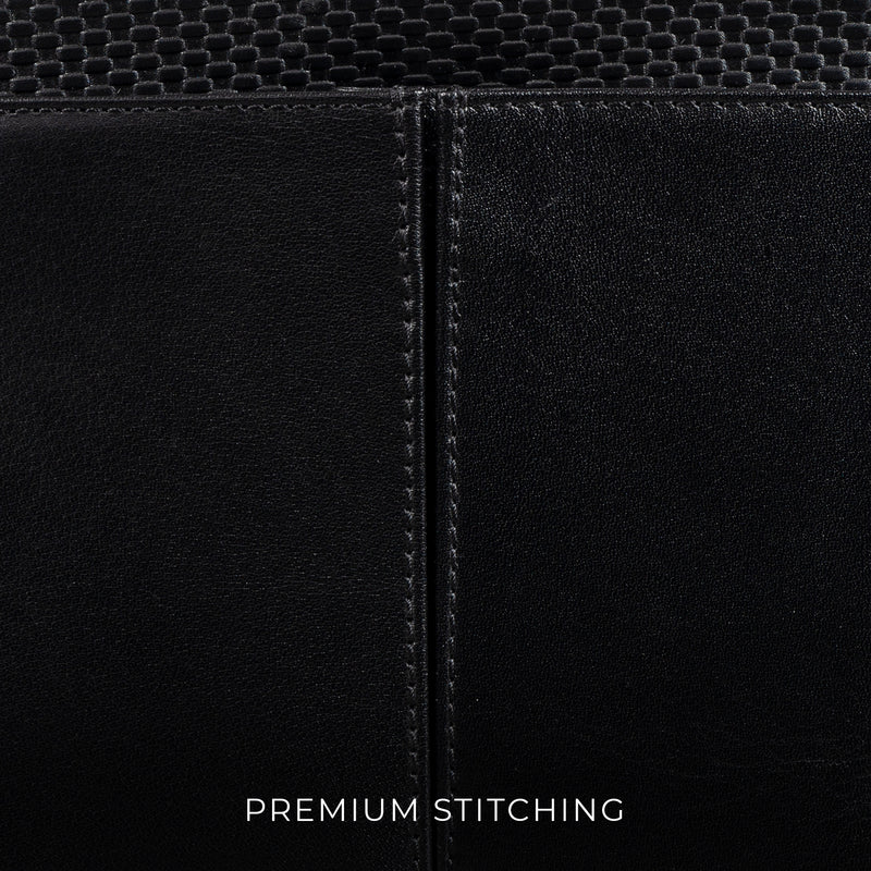 Fortune Series | Leather Portfolio Bag for Men | Double Zipper Laptop Bag | 100% Genuine Leather | Color: Black